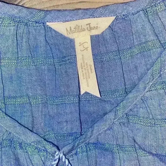 Matilda Jane blue Blouse with flutter sleeves size large - Picture 4 of 4